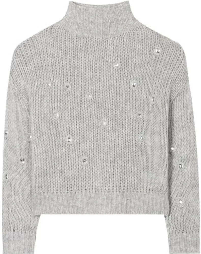 Turtleneck aus Woll-Mix mit Schmucksteinen