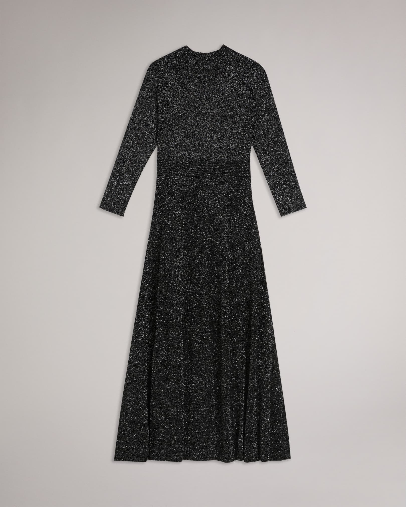 Gestricktes metallisches Maxikleid