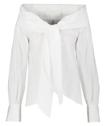 Weiße Off Shoulder Bluse aus Baumwolle